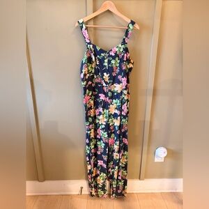 Old Navy Floral Wide Leg Jumpsuit / Romper Size Large Navy